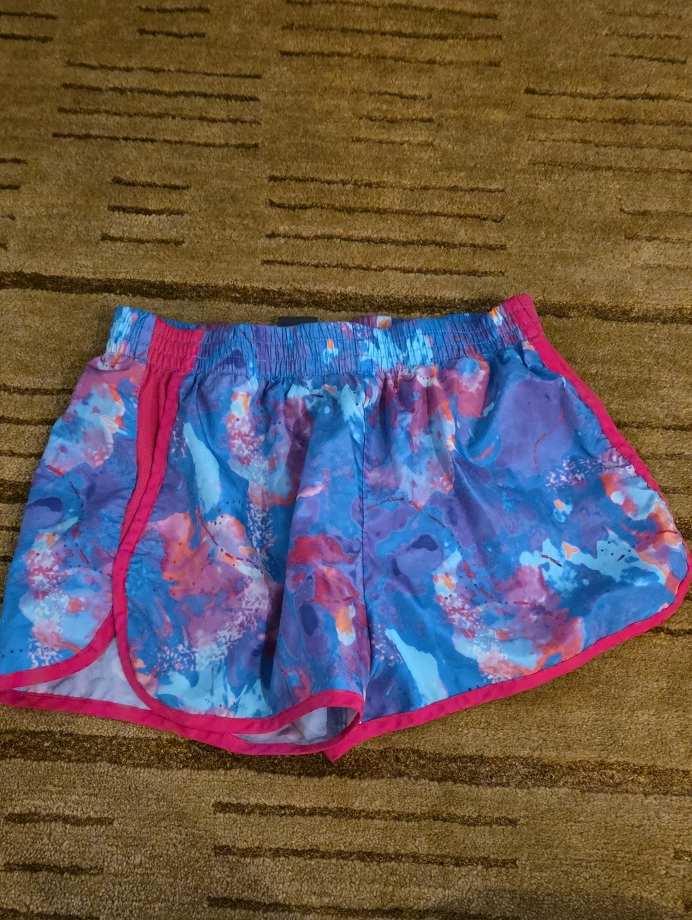 5/25 Champion Girl's Blue and Pink Watercolor Athletic Shorts Size XL (14- 16)..